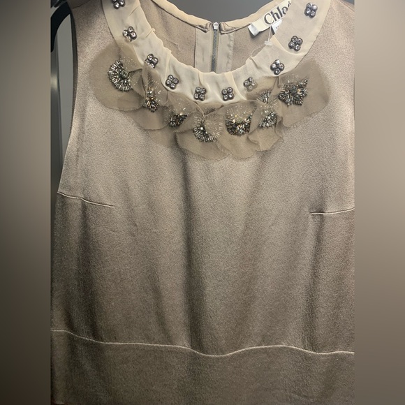 Sold Chloe sleeveless blouse, stone taupe color, 40, Swarovski crystal flowers - Picture 12 of 12